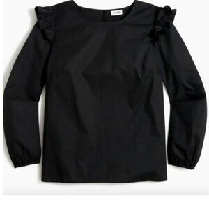 ✨✨  J.Crew Factory Cotton Poplin Top with Ruffles – Black (NEW‎ WITH TAG) ✨✨